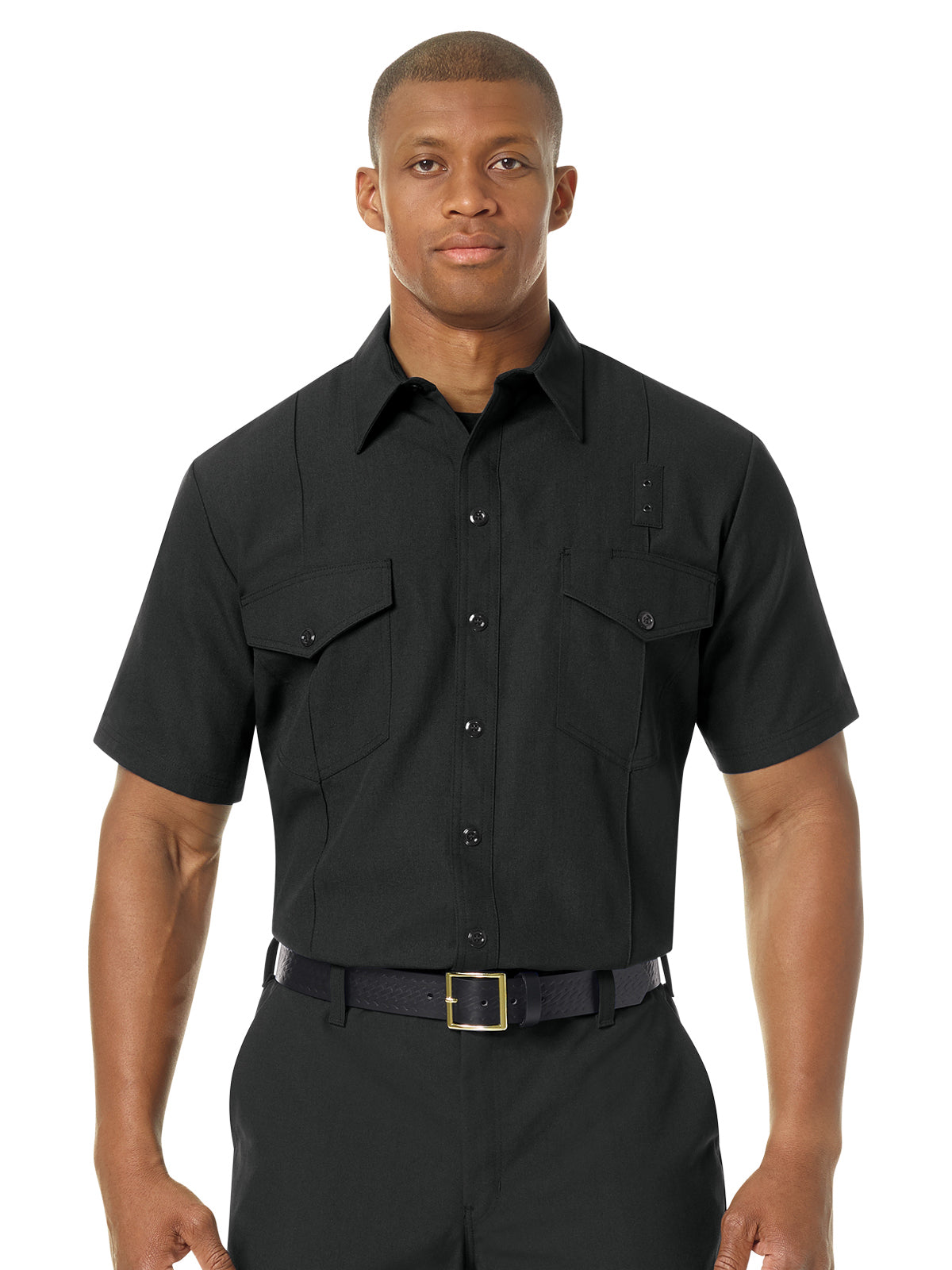 Men's Classic Short Sleeve Western Firefighter Shirt - FSF6 - Black