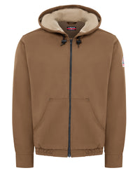 Men's Heavyweight Flame-Resistant Brown Duck Hooded Jacket - JLH4 - Brown Duck