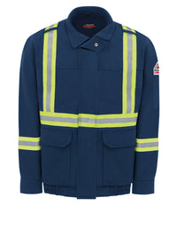 Men's Lined Bomber Jacket with Reflective Trim - JLJT - Navy