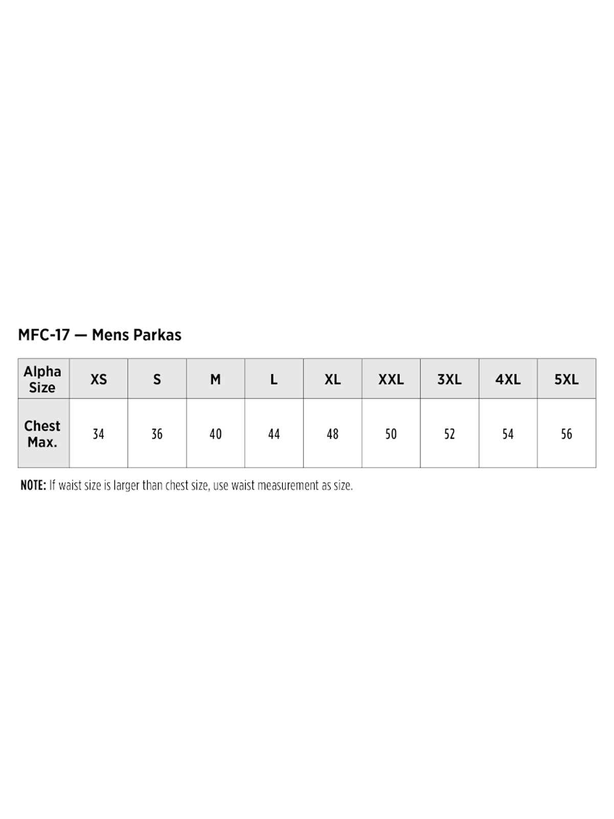 SIZECHART
