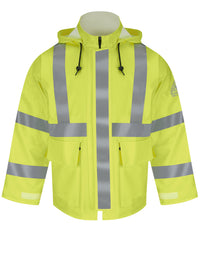 Men's Flame-Resistant Hi-Visibility Hooded Rain Jacket - JXN4 - Yellow