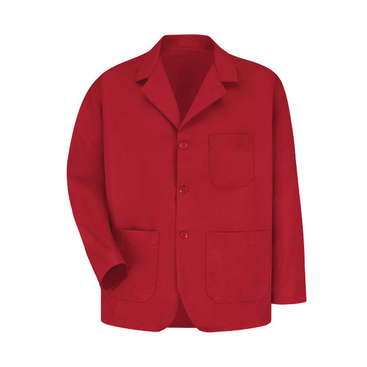 Men's Three-Pocket 30" Lapel Counter Coat - KP10 - Red