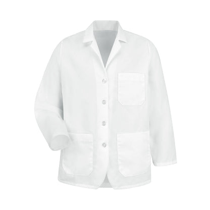 Women's 30" Three-Pocket Lapel Counter Coat - KP11 - White