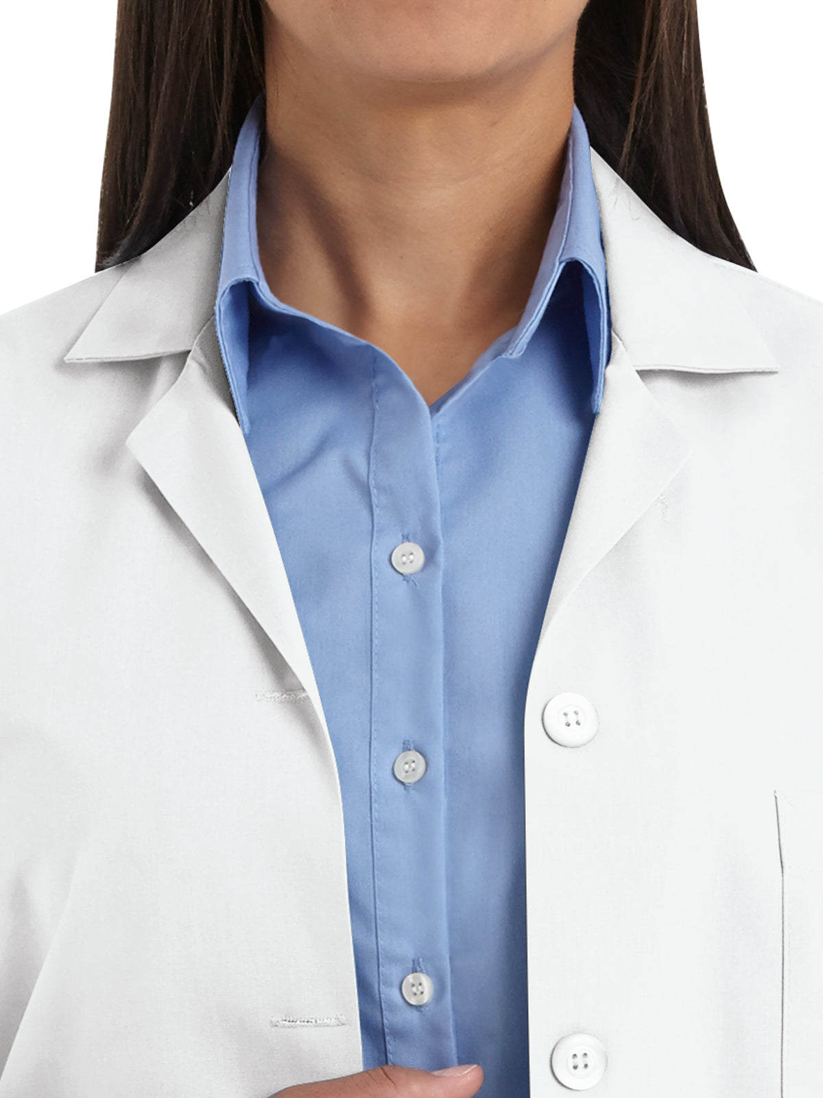 Women's Three-Pocket 38.25" Full-Length Lab Coat - KP13 - White