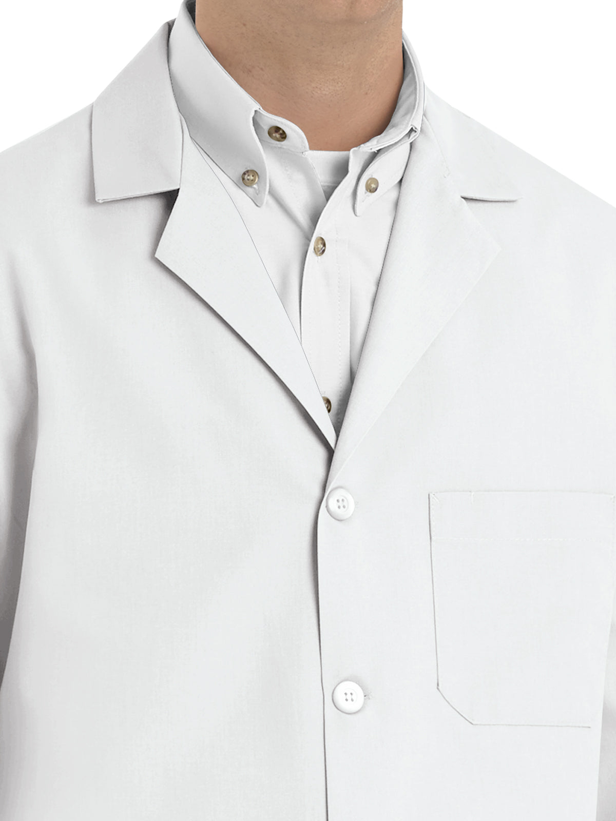 Men'sThree-Pocket 41.5" Full-Length Lab Coat - KP14 - White