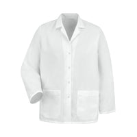 Women's Two-Pocket Gripper-Front 28" Lapel Counter Coat - KP17 - White