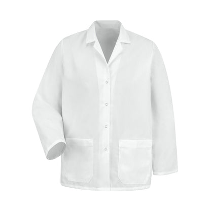 Women's Two-Pocket Gripper-Front 28" Lapel Counter Coat - KP17 - White