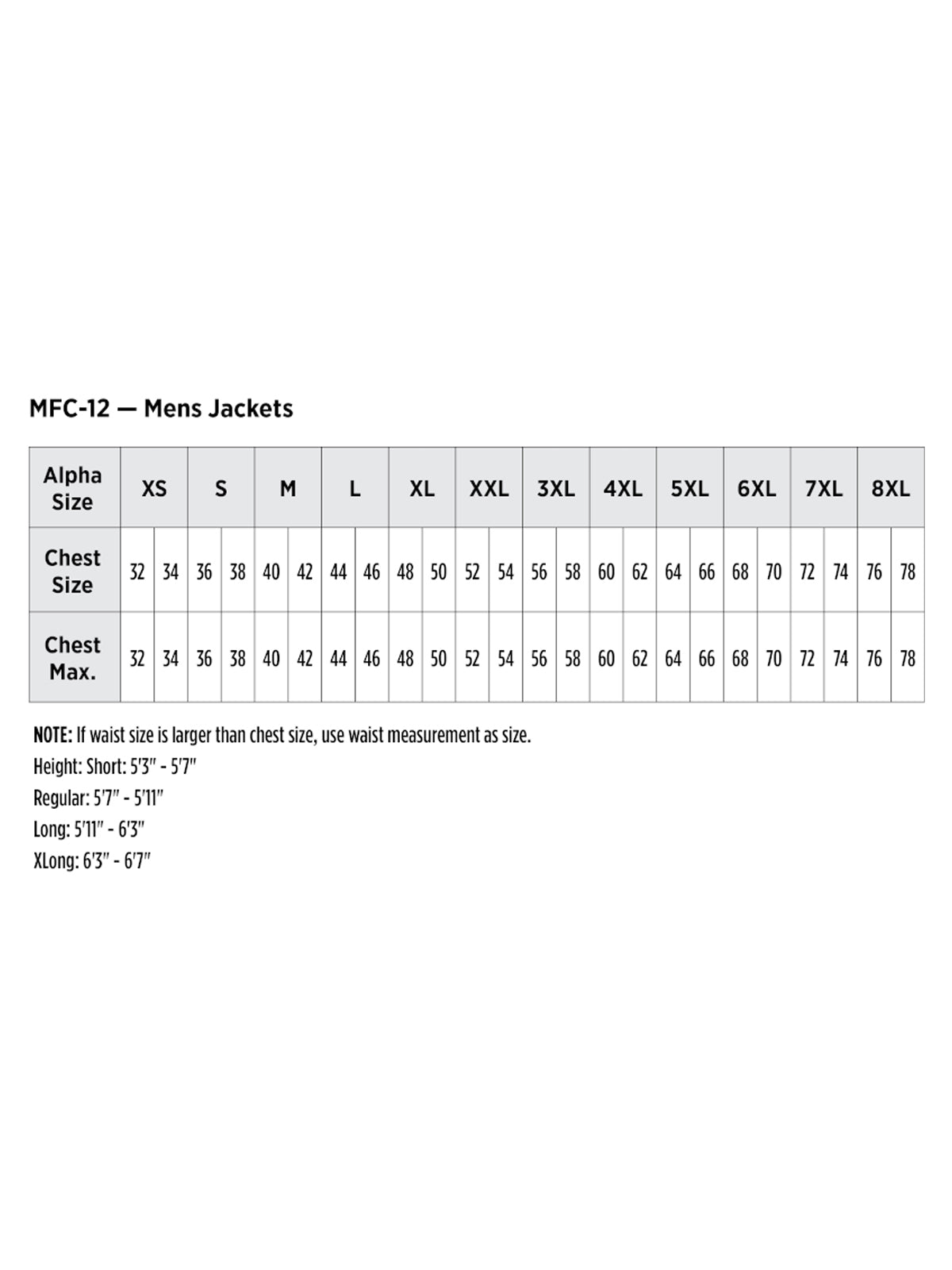 SIZECHART