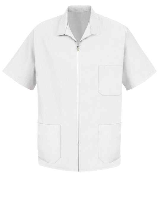 Men's Zip-Front Smock - KP44 - White