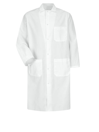Unisex Gripper-Front Spun Polyester Butcher Coat - KS64 - White