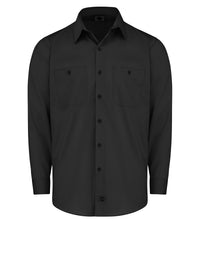 Men's Industrial WorkTech Ventilated Long-Sleeve Work Shirt With Cooling Mesh - LL51 - Black