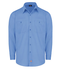 Men's Industrial WorkTech Ventilated Long-Sleeve Work Shirt With Cooling Mesh - LL51 - Light Blue