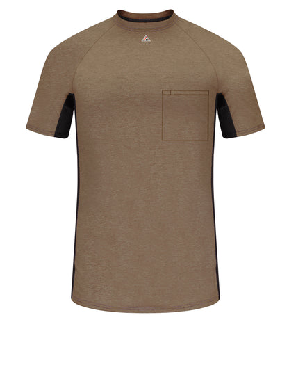 Men's 5.5 Oz Short Sleeve Baselayer W/Mesh Gusset - MPS4 - Khaki