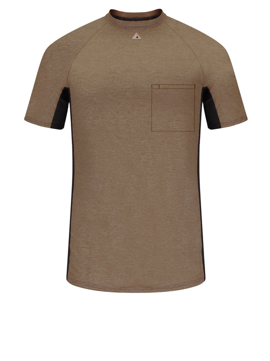 Men's 5.5 Oz Short Sleeve Baselayer W/Mesh Gusset - MPS4 - Khaki