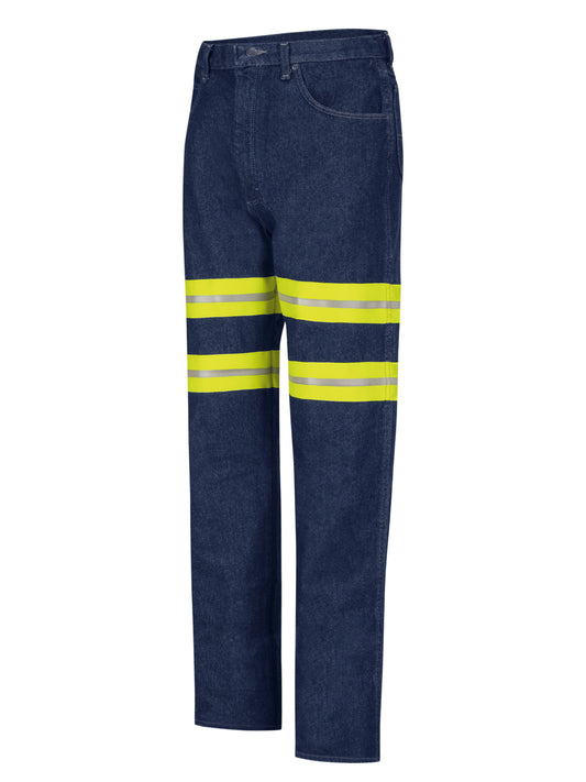 Men's Relaxed Fit Jean - PD60 - Prewash with Yellow/Green Visibility Trim
