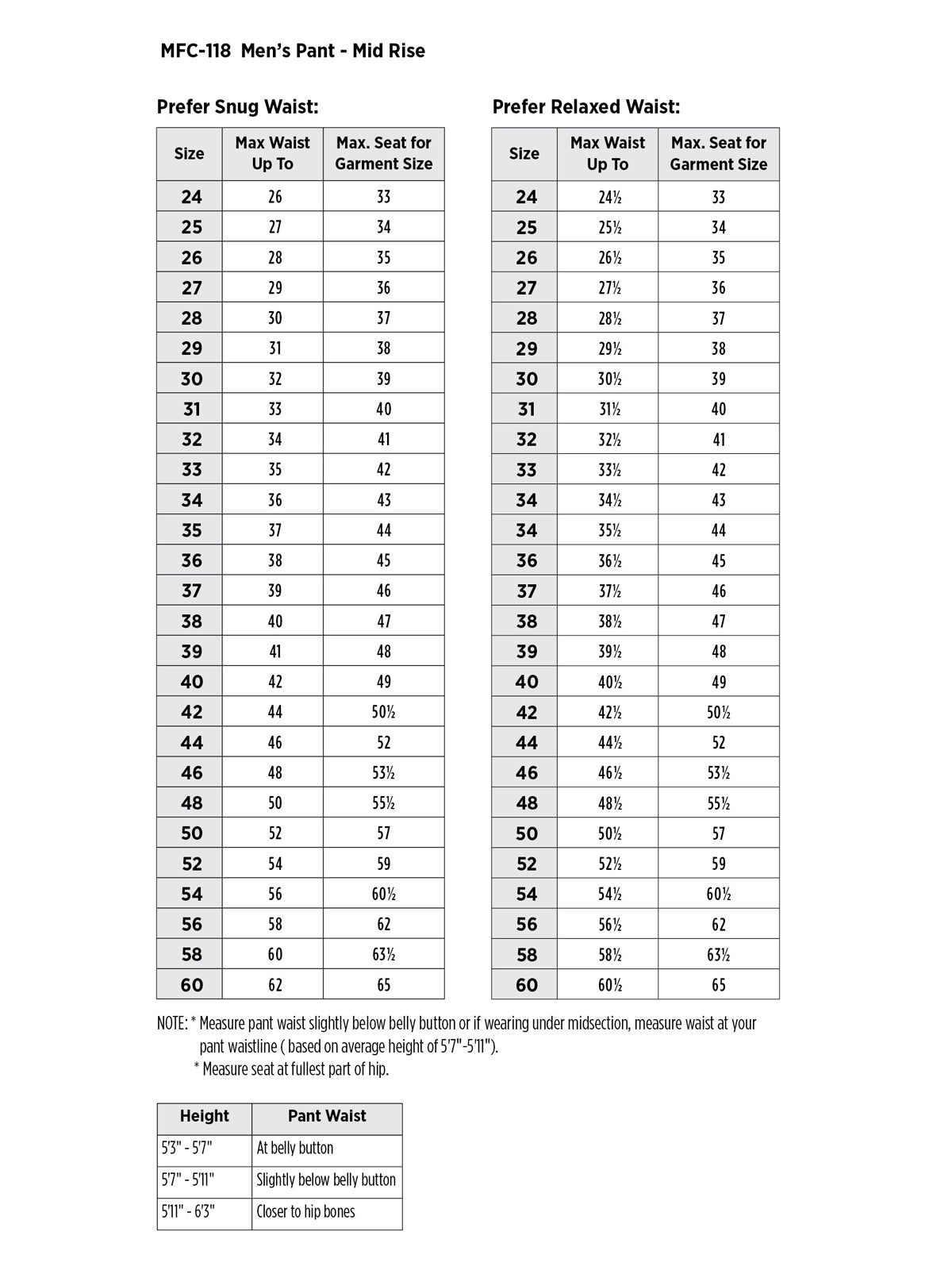 SIZECHART