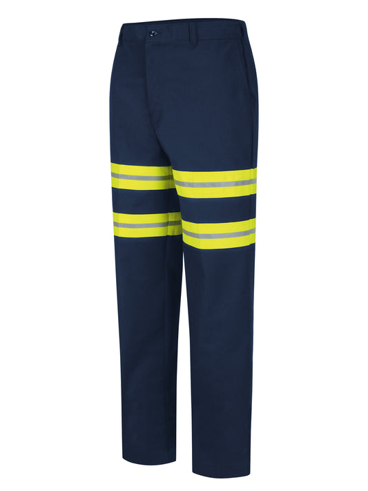 Men's Dura-Kap Industrial Pant - PT20 - Navy with Yellow/Green Visibility Trim
