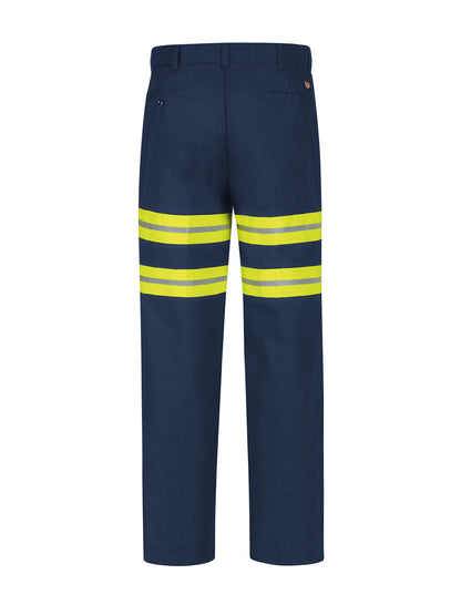 Men's Dura-Kap Industrial Pant - PT20 - Navy with Yellow/Green Visibility Trim