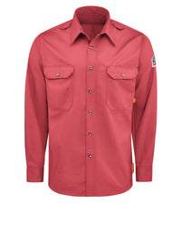 Men's Midweight Flame-Resistant Comfort Snap-Front Woven Shirt - QS28 - Red