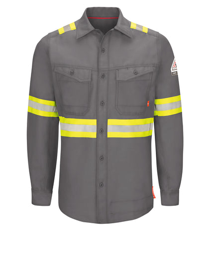 Men's Iq End Long Sleeve Gy Workshirt Enhanced - QS40 - Enhanced Visibility Grey