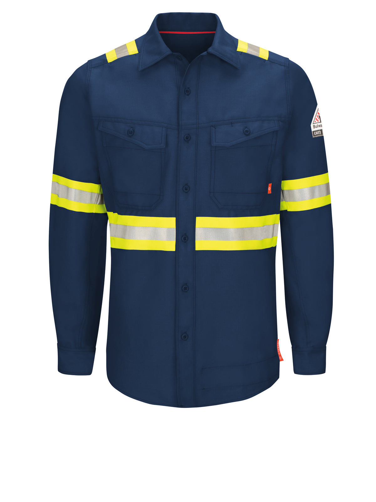 Men's Iq End Long Sleeve Gy Workshirt Enhanced - QS40 - Enhanced Visibility Navy