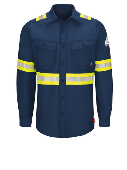 Men's Iq End Long Sleeve Gy Workshirt Enhanced - QS40 - Enhanced Visibility Navy