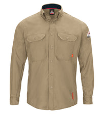 Men's Lightweight Flame-Resistant Comfort Woven Long Sleeve Shirt - QS52 - Khaki