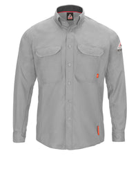 Men's Lightweight Flame-Resistant Comfort Woven Long Sleeve Shirt - QS52 - Light Grey