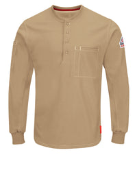 Men's Comfort Plus Flame-Resistant Knit Henley Shirt - QT40 - Khaki