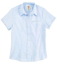 Women's Short-Sleeve Stretch Oxford Shirt - S254 - Blue/White Stripe