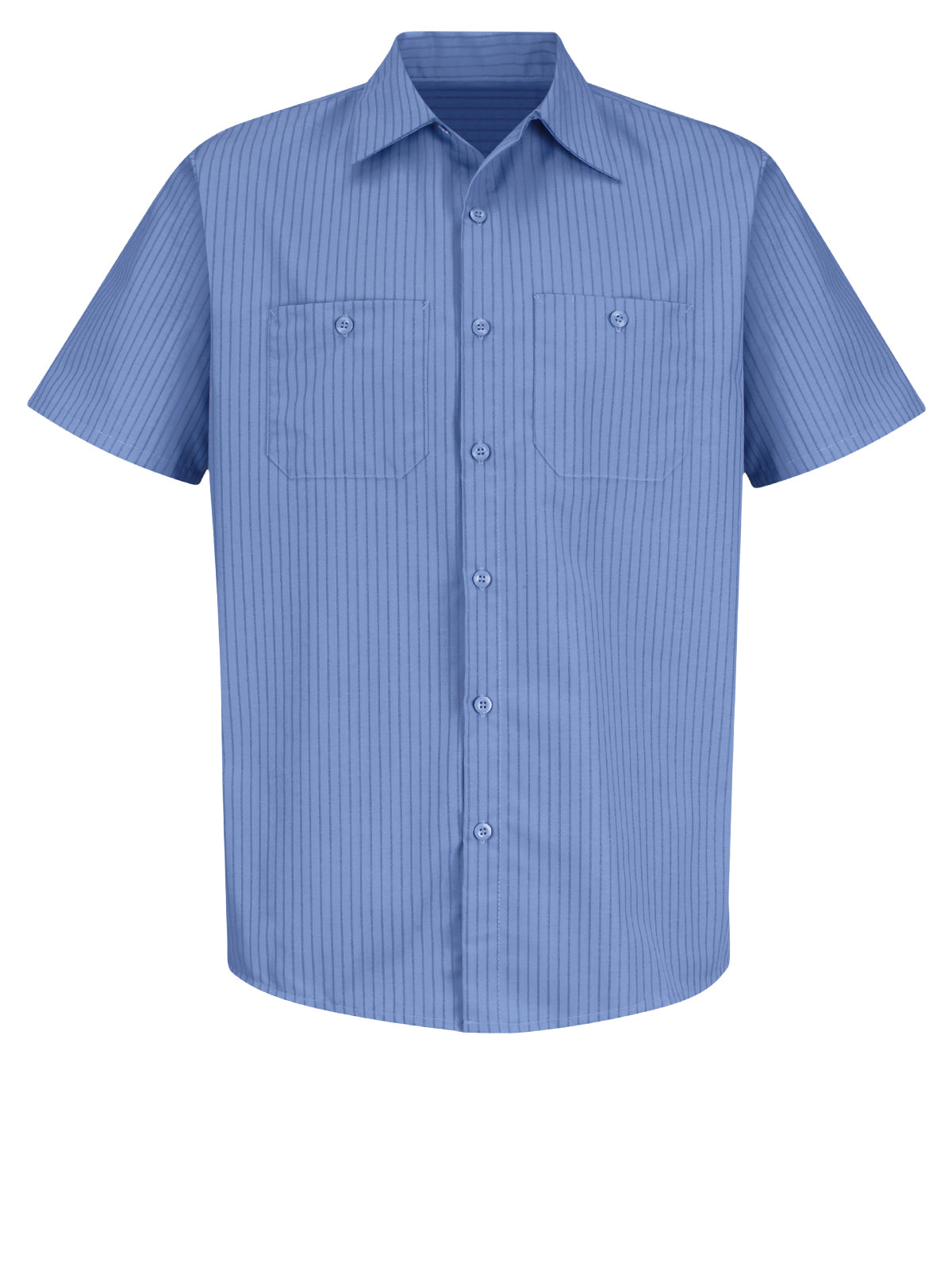 Men's Short Sleeve Industrial Work Shirt - SB22 - Blue Stripes