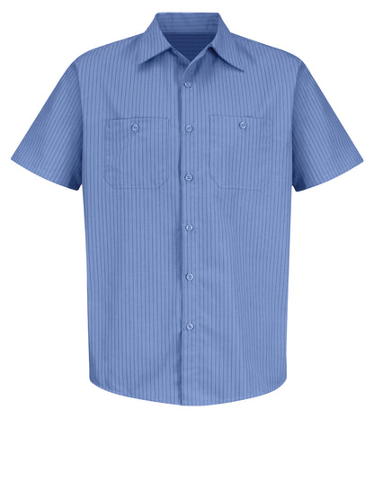 Men's Short Sleeve Industrial Work Shirt - SB22 - Blue Stripes