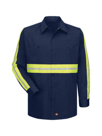 Men's Long Sleeve Wrinkle-Resistant Cotton Work Shirt - SC30 - Enhanced Navy