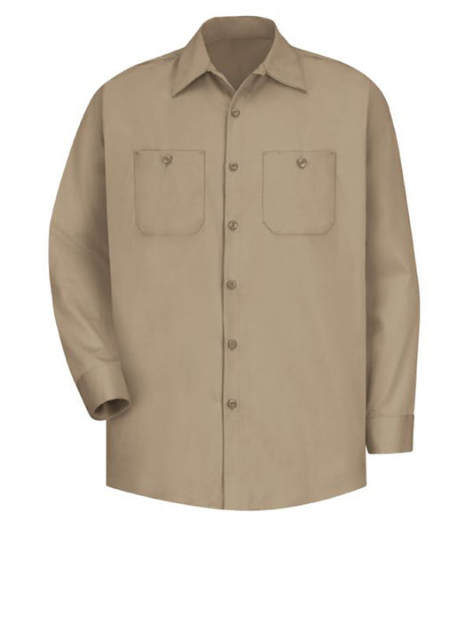 Men's Long Sleeve Wrinkle-Resistant Cotton Work Shirt - SC30 - Khaki