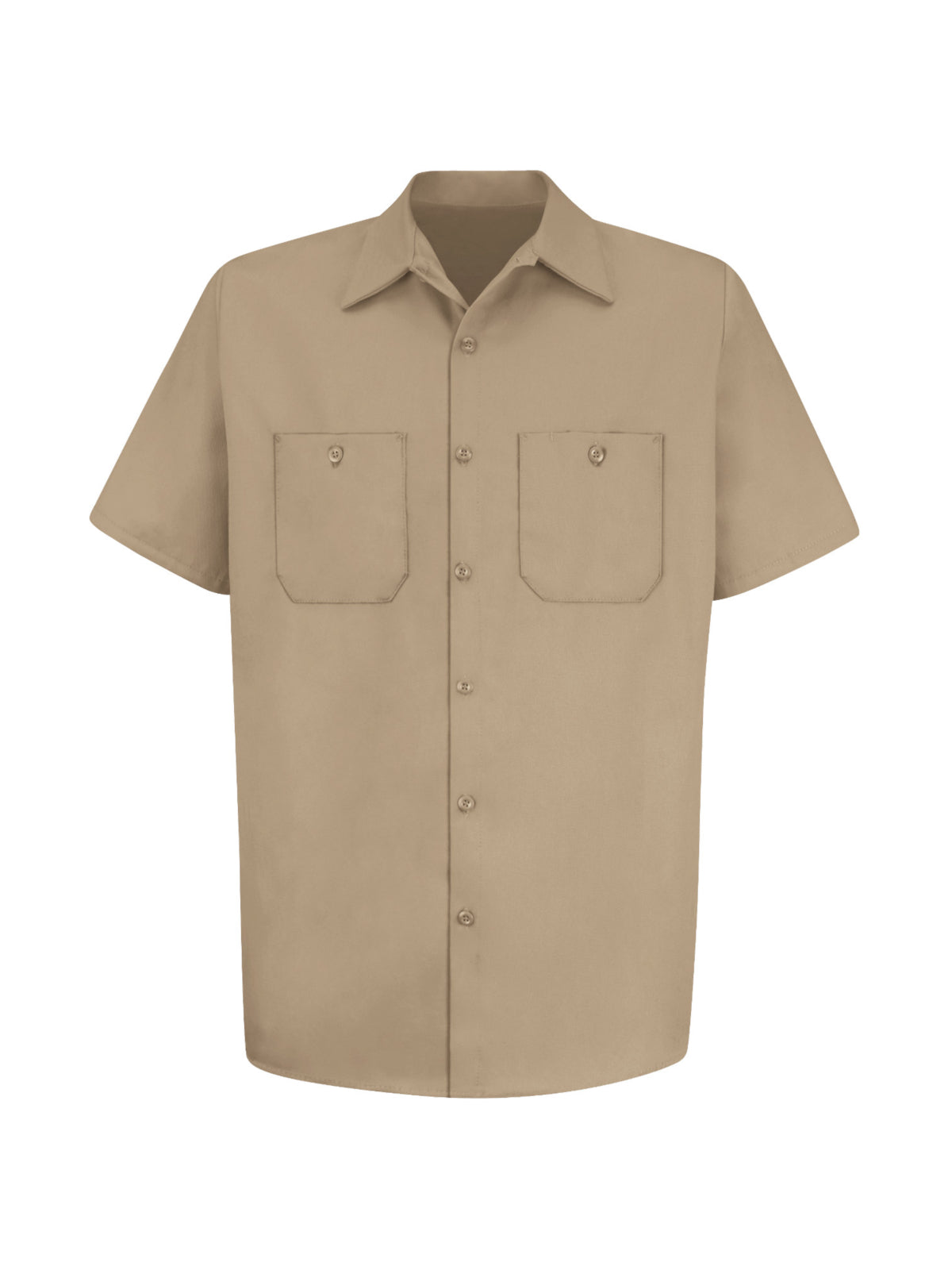 Men's Short Sleeve Wrinkle-Resistant Cotton Work Shirt - SC40 - Khaki