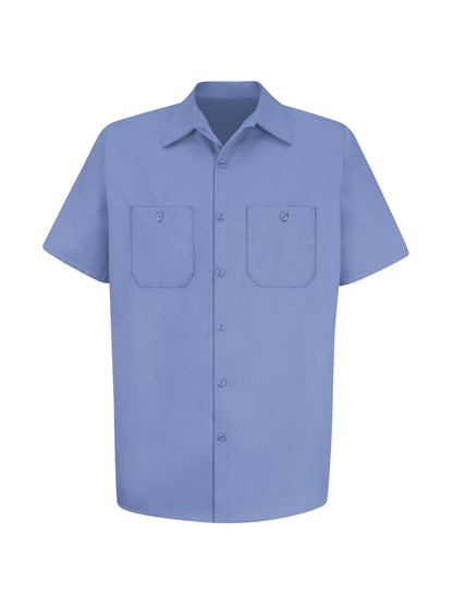 Men's Short Sleeve Wrinkle-Resistant Cotton Work Shirt - SC40 - Light Blue