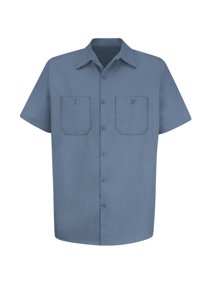 Men's Short Sleeve Wrinkle-Resistant Cotton Work Shirt - SC40 - Postman Blue