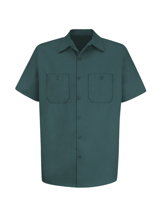 Men's Short Sleeve Wrinkle-Resistant Cotton Work Shirt - SC40 - Spruce Green