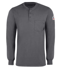 Men's Flame-Resistant Long-Sleeve Henley Shirt - SEL2 - Charcoal