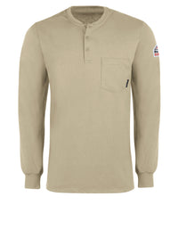 Men's Flame-Resistant Long-Sleeve Henley Shirt - SEL2 - Khaki
