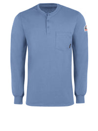 Men's Flame-Resistant Long-Sleeve Henley Shirt - SEL2 - Light Blue