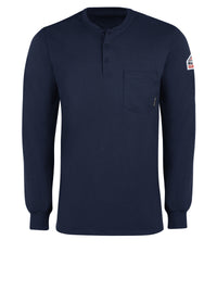 Men's Flame-Resistant Long-Sleeve Henley Shirt - SEL2 - Navy