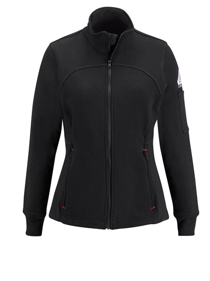 Women's Flame-Resistant Zip-Up Fleece Jacket - SEZ3 - Black