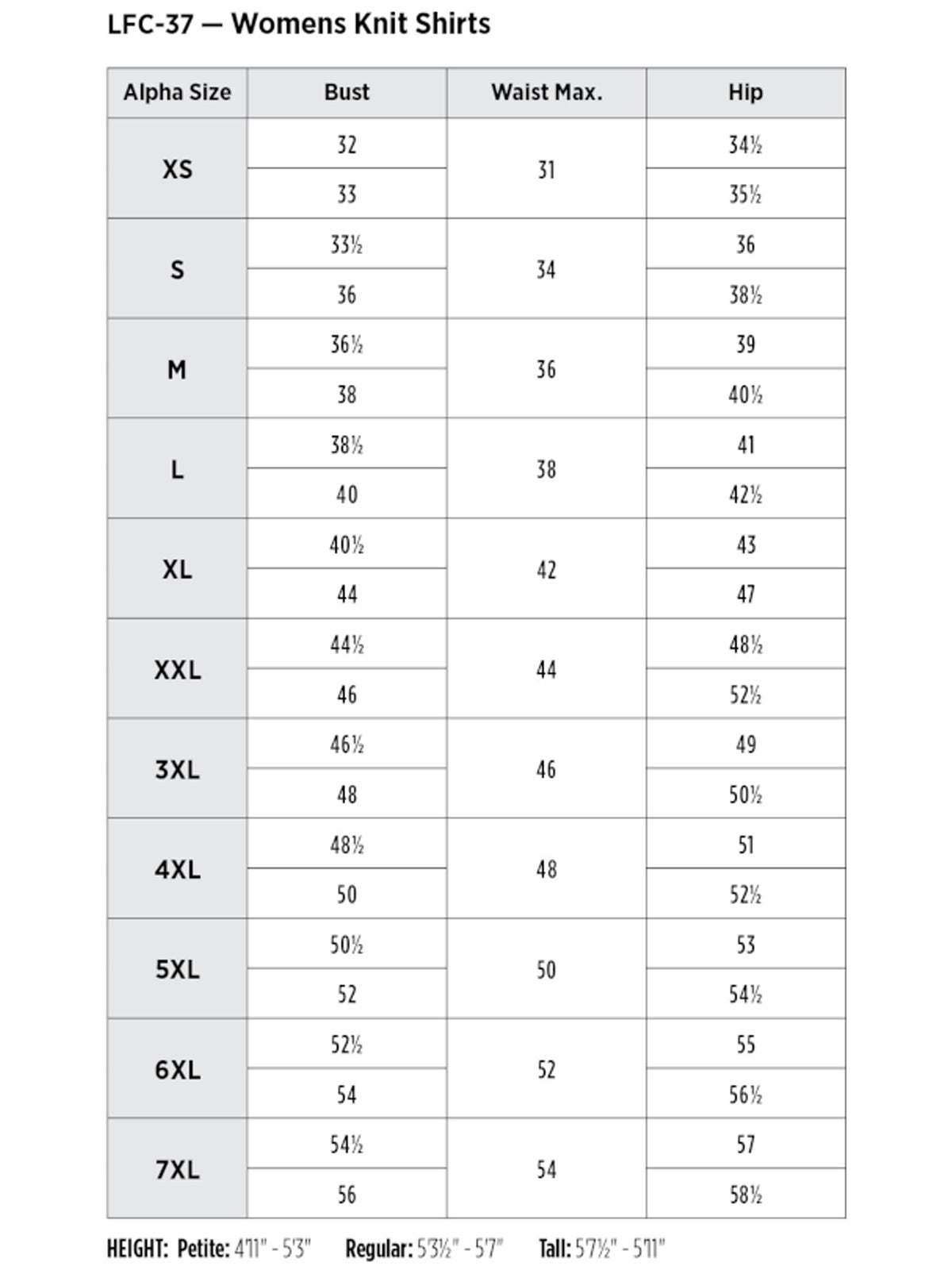 SIZECHART