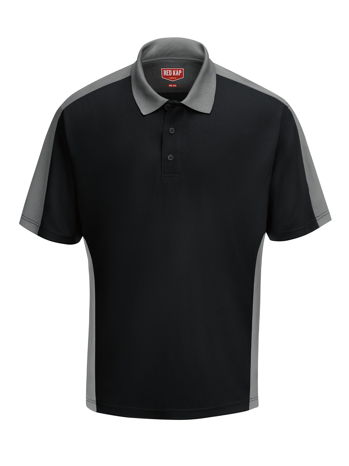 Men's Short Sleeve Performance Knit Two-Tone Polo - SK54 - Black/Gray