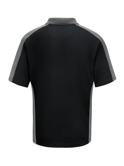 Men's Short Sleeve Performance Knit Two-Tone Polo - SK54 - Black/Gray