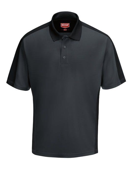 Men's Short Sleeve Performance Knit Two-Tone Polo - SK54 - Charcoal/Black