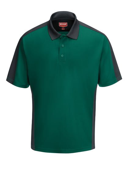 Men's Short Sleeve Performance Knit Two-Tone Polo - SK54 - Hunter Green/Charcoal