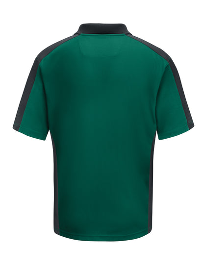 Men's Short Sleeve Performance Knit Two-Tone Polo - SK54 - Hunter Green/Charcoal