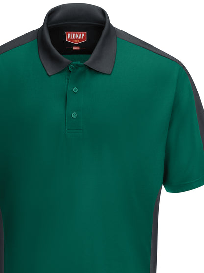 Men's Short Sleeve Performance Knit Two-Tone Polo - SK54 - Hunter Green/Charcoal